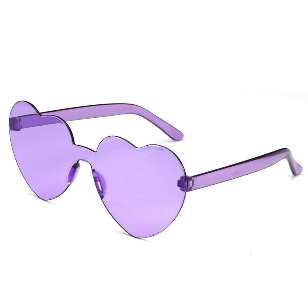 purple sunglasses MUSELIFE New One Piece Love Heart Lens Sunglasses Women Transparent Plastic Glasses Style Sun Glasses Female Clear Candy Color big frame sunglasses