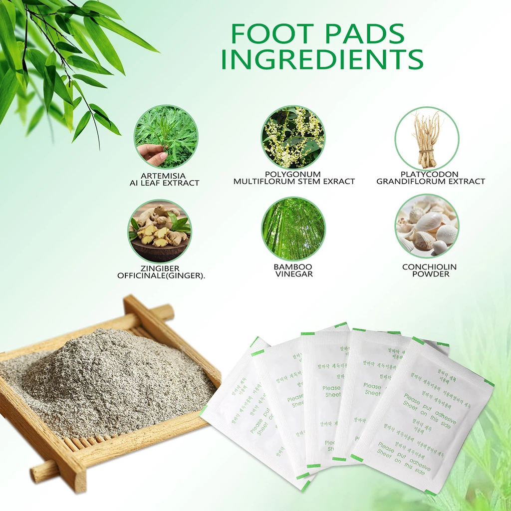 10pcs/set Detox Foot Patch Natural Wormwood Pads Patches with Adhersive Foot Care Tool Improve Sleep