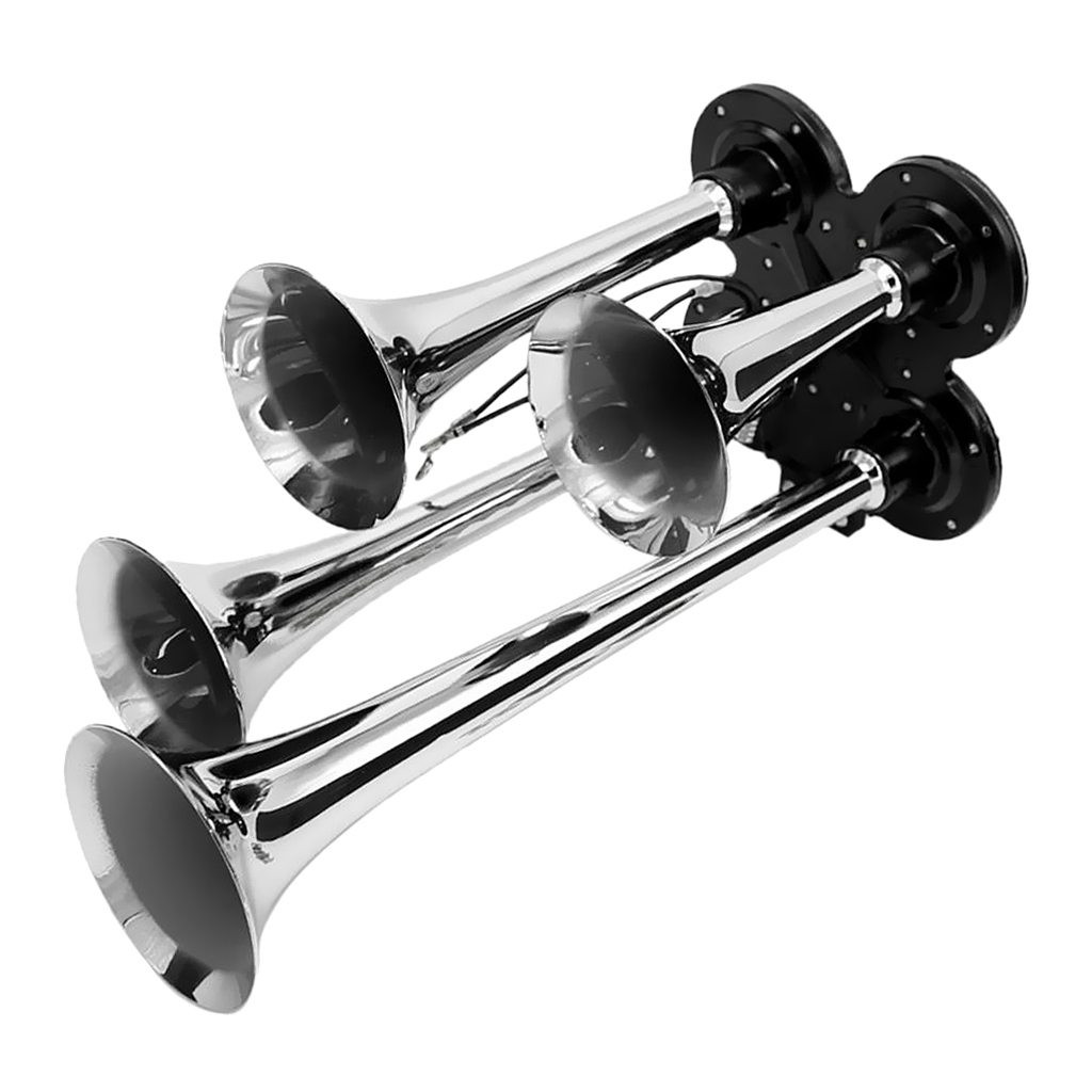 12V 150db Air Horn, 4 Trumpet Air Horn with Electric Solenoid for 12V/24V