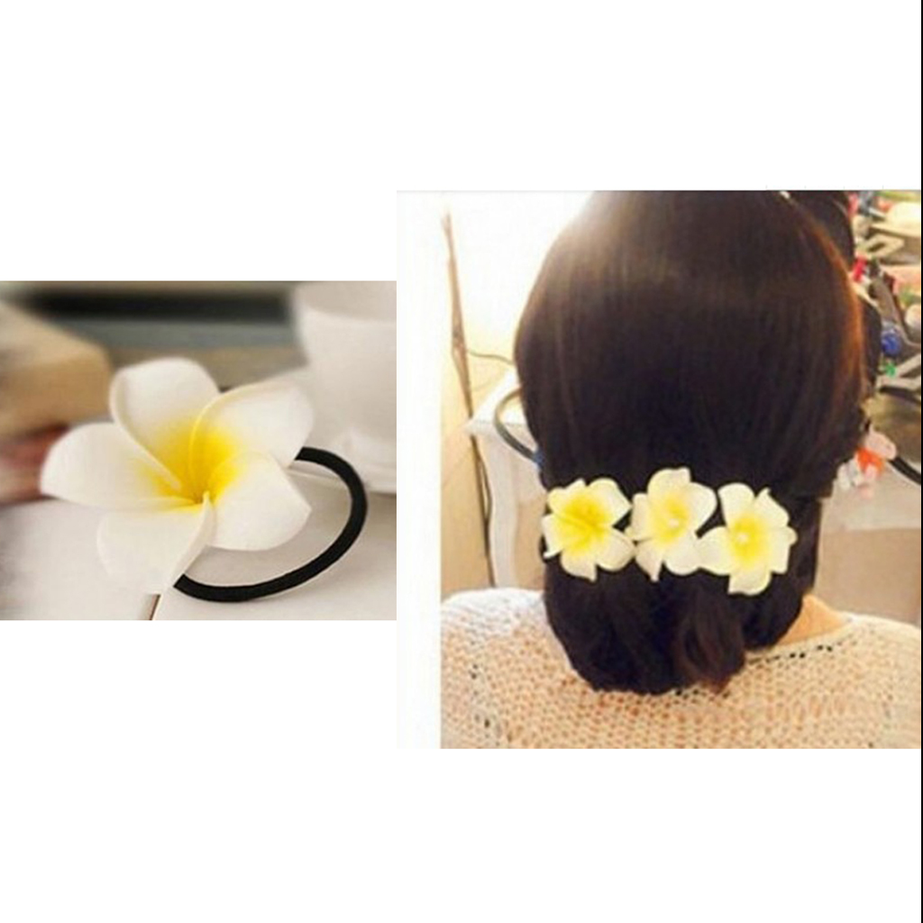 50Pcs Hawaiian Artificial Plumeria Flower Petals for Wedding Party Decor Hair Accessory (White)