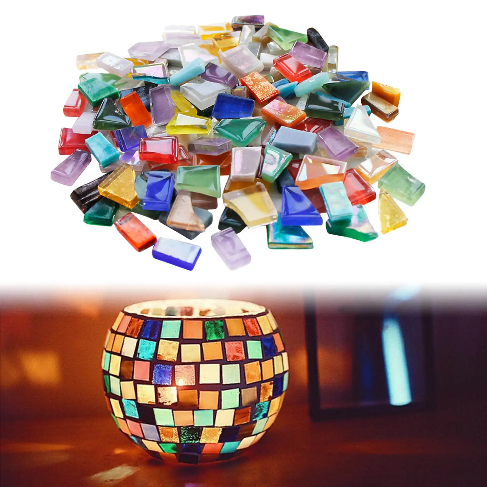 1kg Mosaic Tiles,Glass Tiles,Crystal Mosaic Glass Pieces Bulk Square Glitter Crystal Mosaic Tiles for Home Decoration