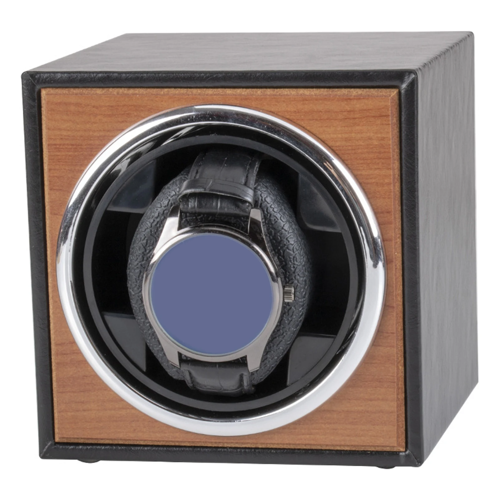 Mini USB Single Watch Winder Case Holder for Mechanical Watch Cherry Wood