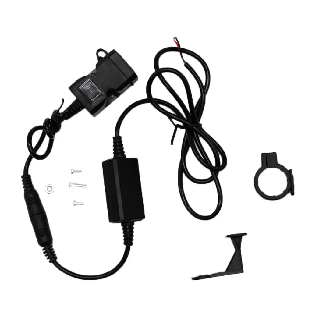 Motorcycle Handlebar 5V 3.1A Dual USB Phone Charger Socket Switch Waterproof