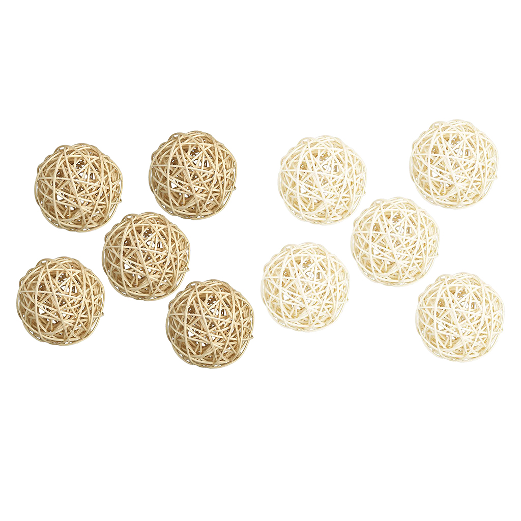 2x 10 Pièces Boule De Rotin Naturel Pour Enfants Bricolage Artisanat
