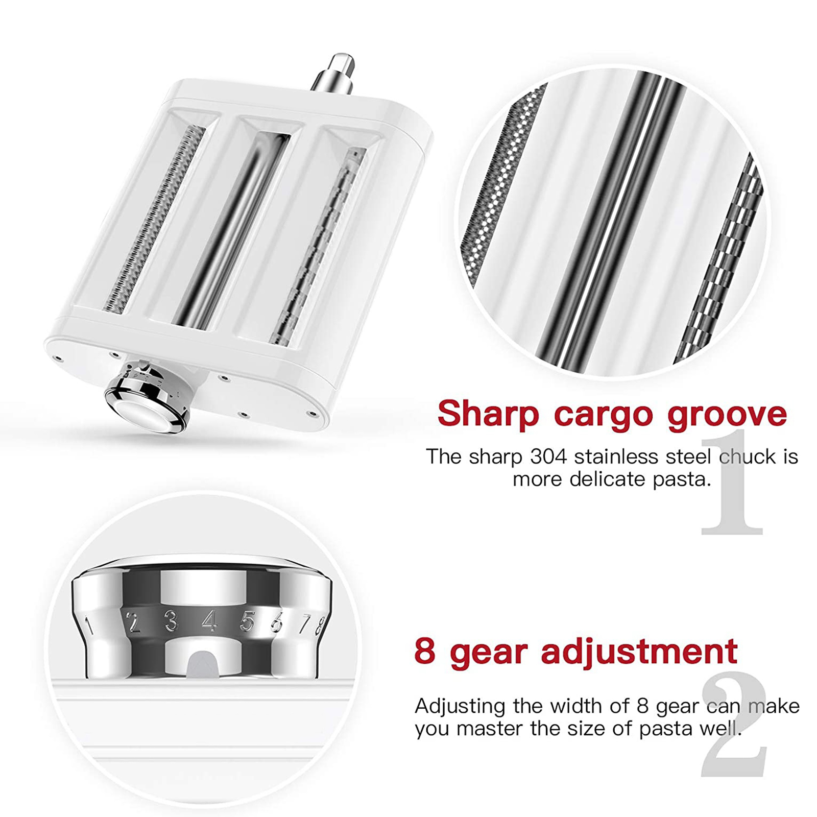 3 in 1 Pasta Maker Attachment for  Mixer Pasta Roller Sheet Attachment Washable for Kitchen Restaurant