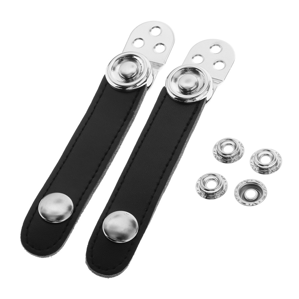 2PCS Bellows Holder Strap Accordion Bellows Spare Parts Straps, Black Leather