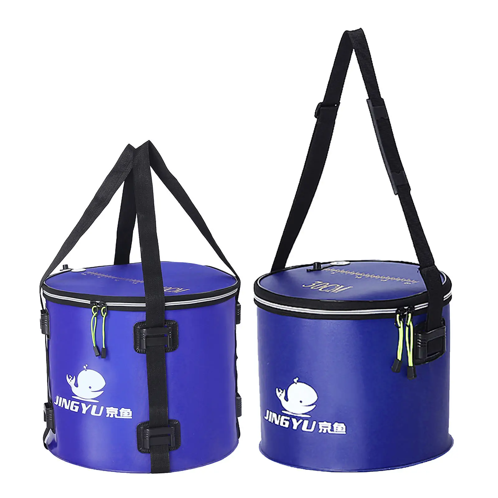 Outdoor Collapsible Fishing Bucket Water Container with Shoulder Strap Water Storage Bag for Fishing Camping BBQ