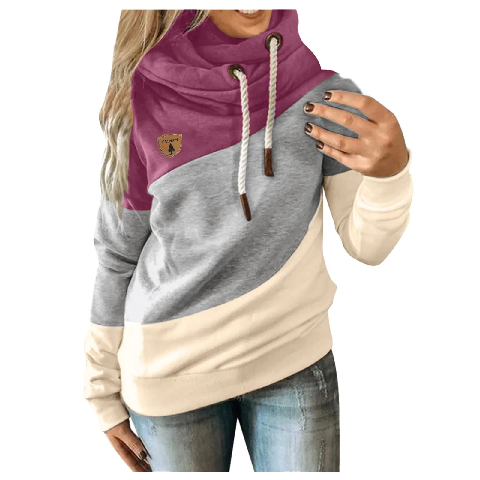 oversized hoodie Autumn Winter Female Casual Fashion Solid Contrast Splice Long Sleeve Hoodie Sweatshirt Strap Loose sudaderas con capucha D911# sweatshirts for girls