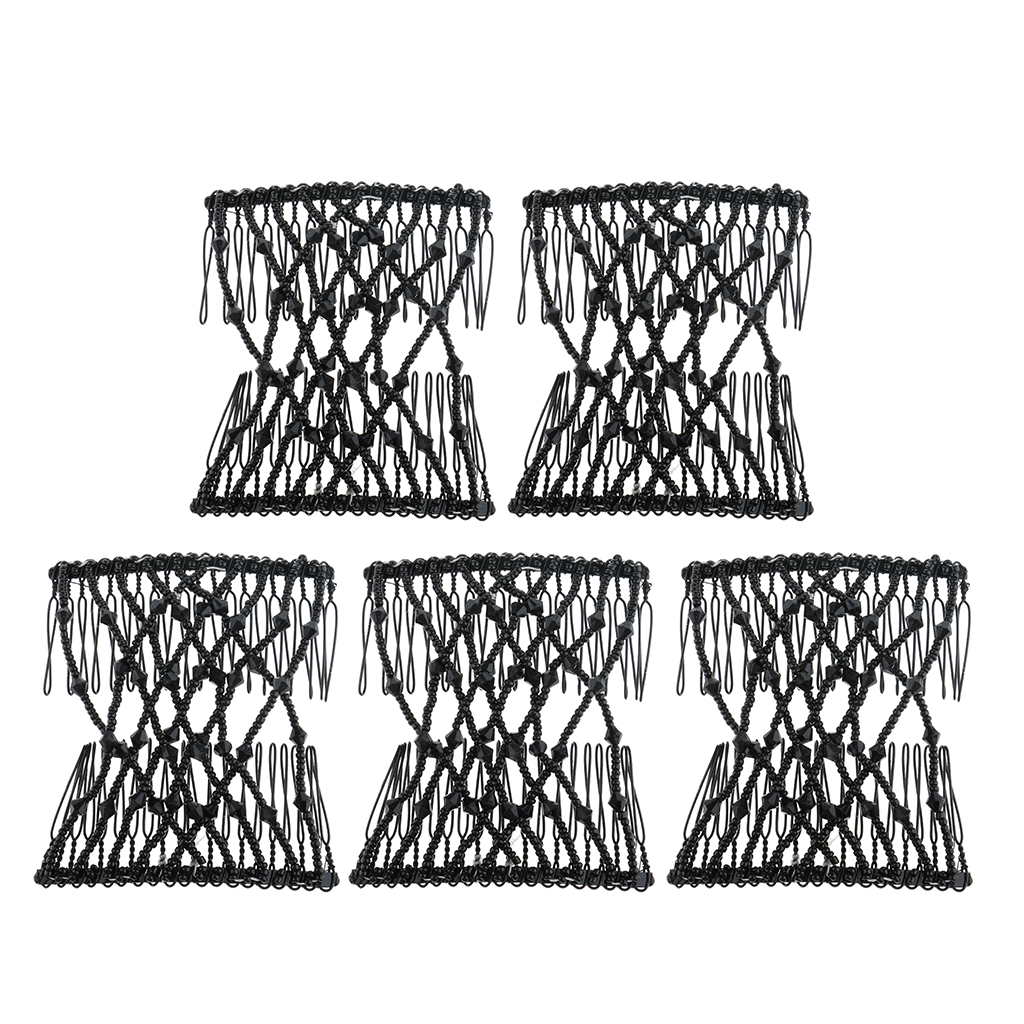 5Pcs/Set Double Side Beads Magic Hair Combs Clip Hairpin Stretchy Clip Comb For Women Hair Accessories