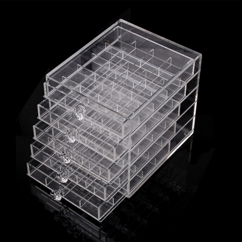 Acrylic Makeup Organizer With 5 Drawers 100 Grids Jewelry Display Case Box