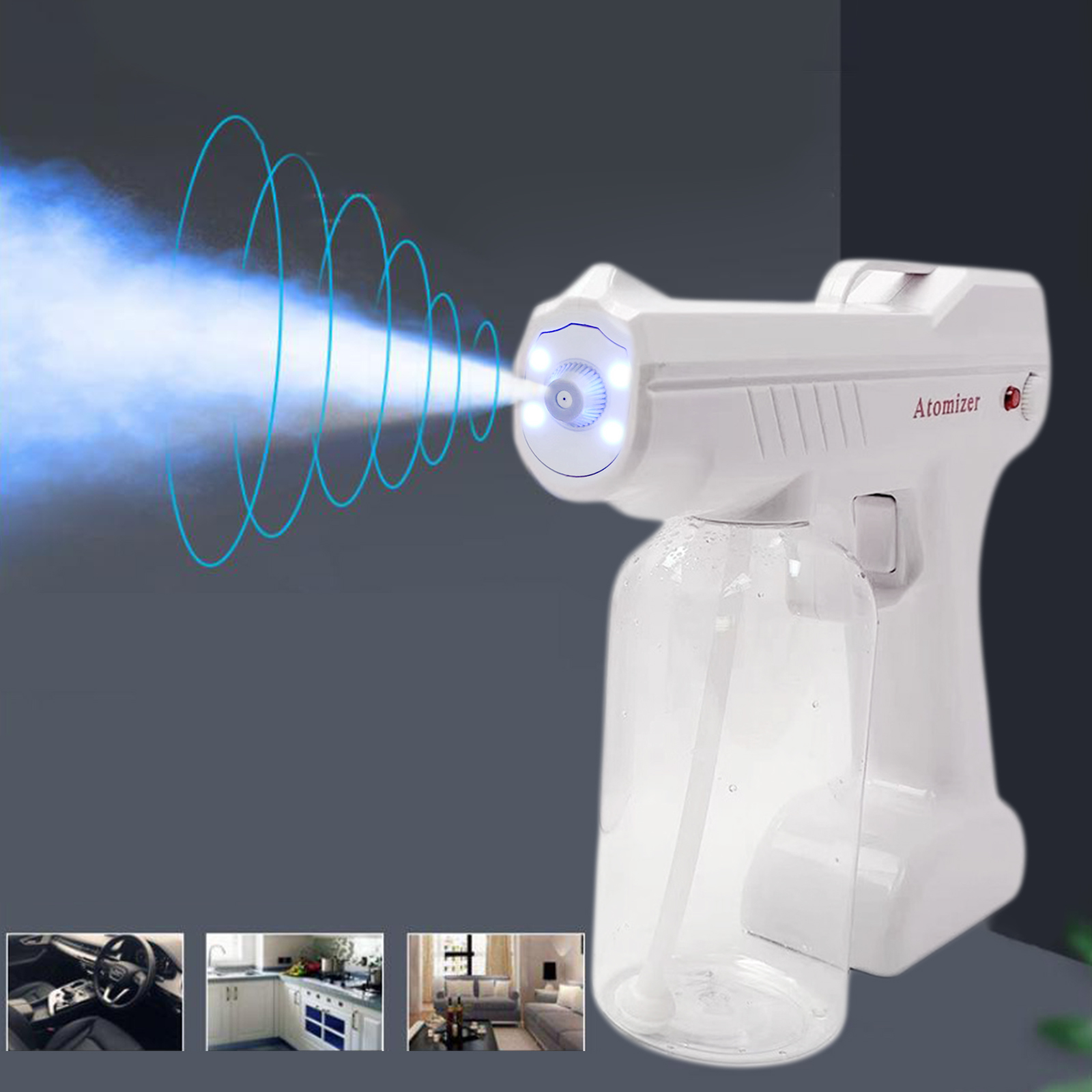 800 ML Sanitizer Sprayer Wireless Electric Disinfects Blue Light Nano Steam Spray Gun Sterilizing Nano Spray Gun For Home garden