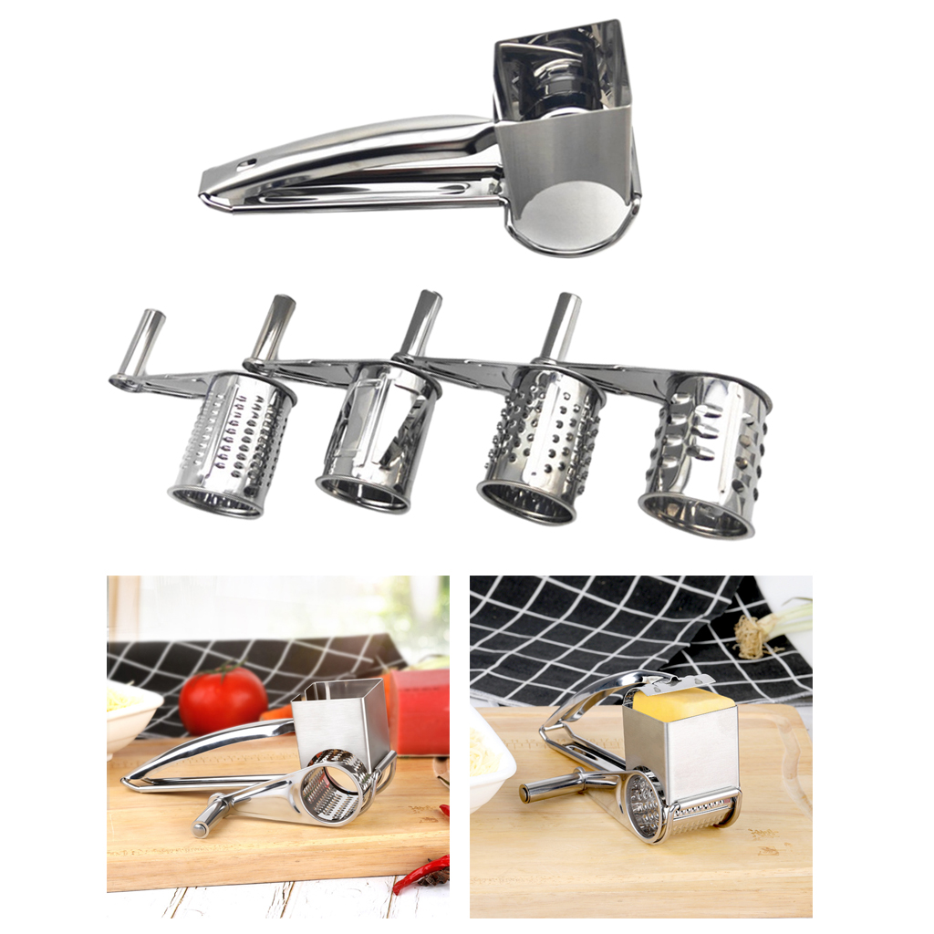 Rotary Cheese Grater Stainless Steel Cheese Chocolate Grater With 4 Different Drums Cheese Butter Grater Slicer
