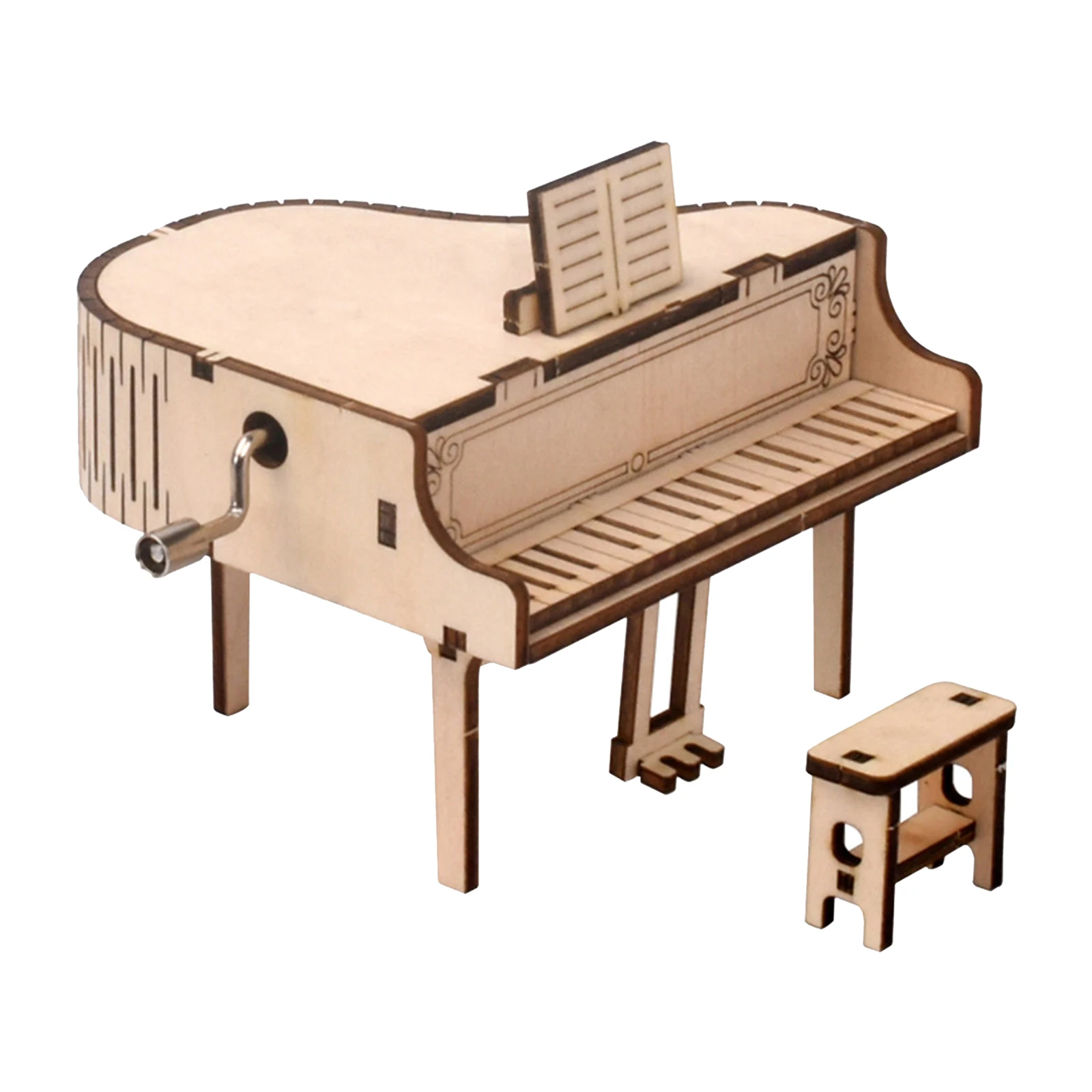 3D Jigsaw Puzzle Wooden Piano Model with Music Box DIY Construction Kit for Kids Adults