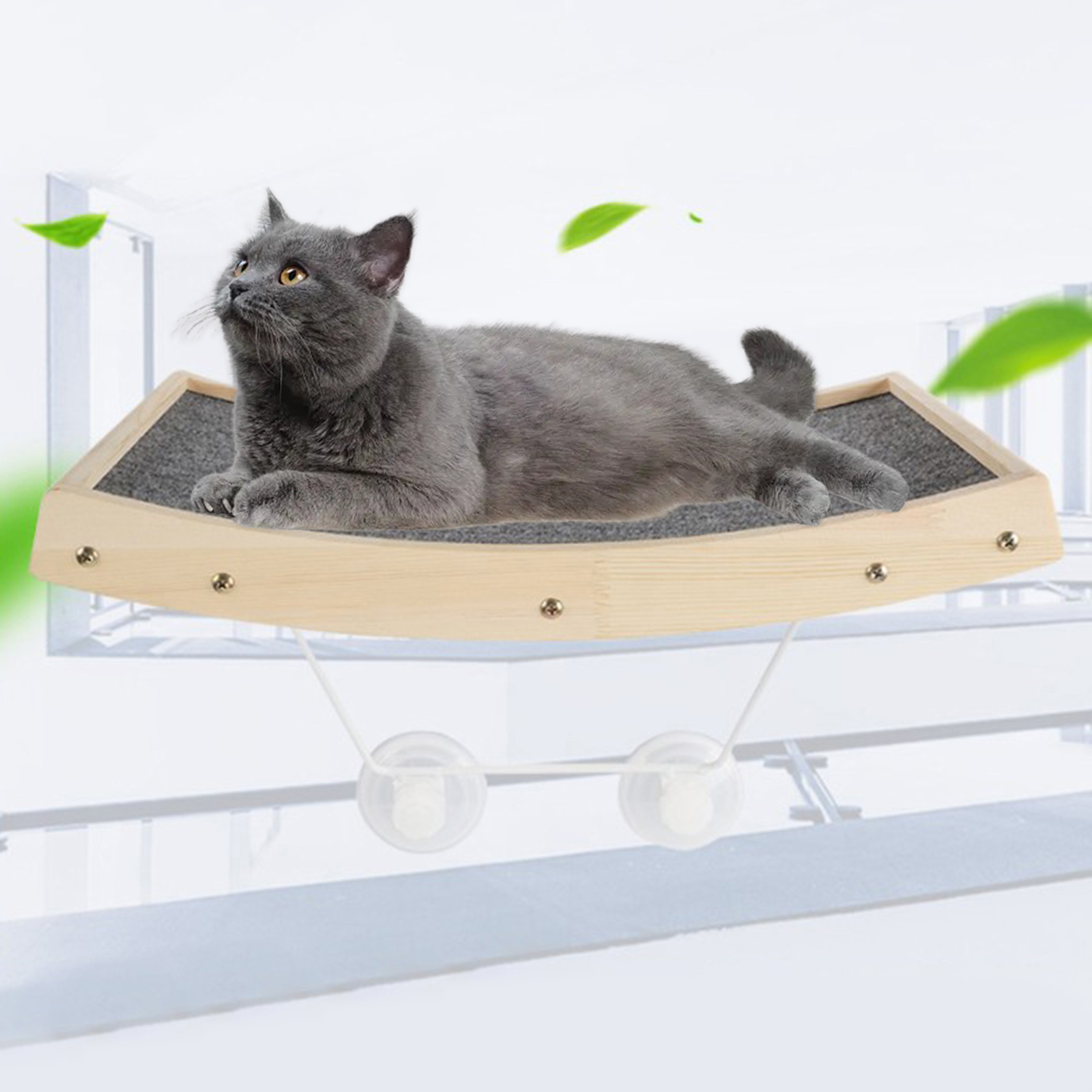 Wooden Cat Window Perch Scratch Board Resting Bed Seat Toy Sunbathing Napping Space Saving