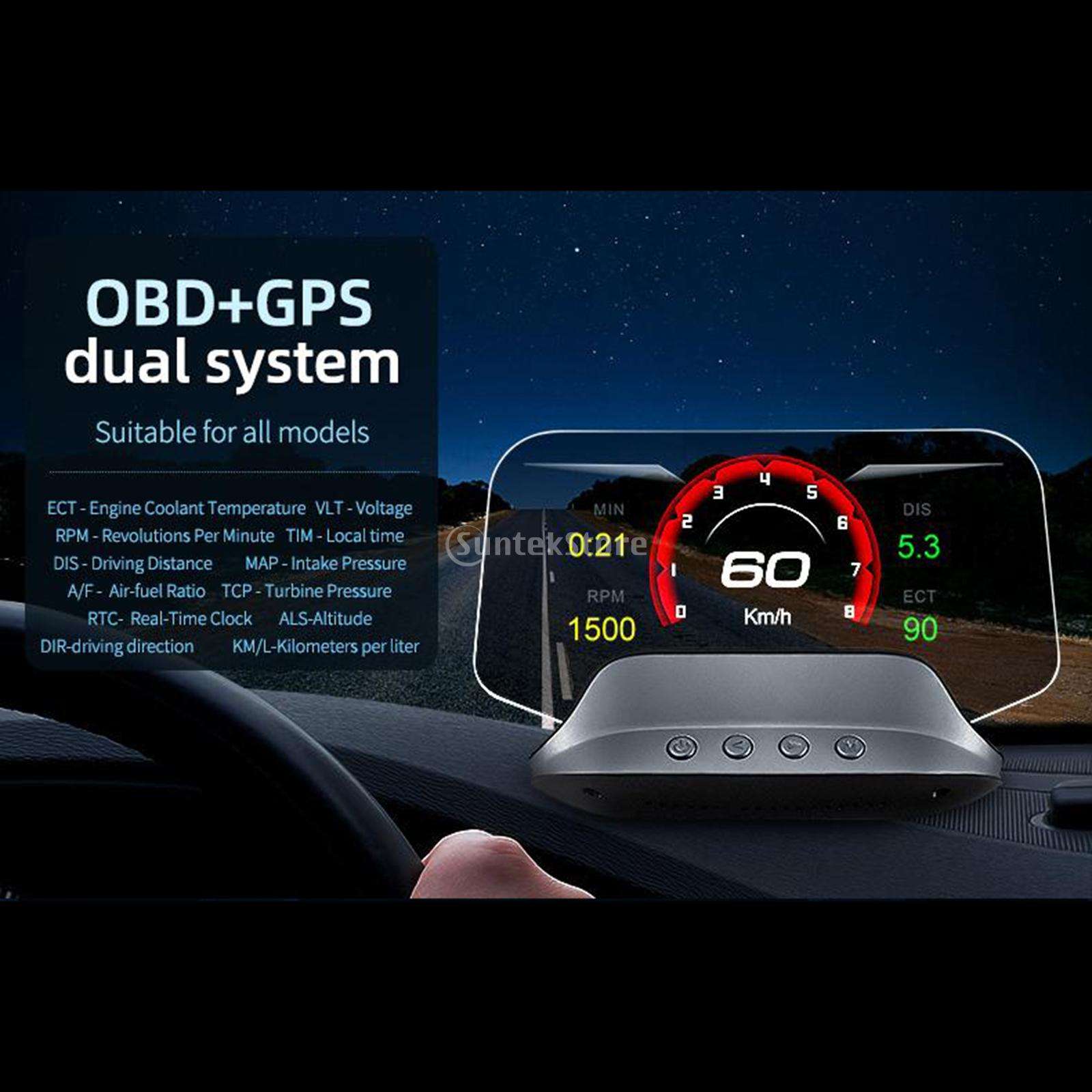 C3 OBD2 +GPS Dual Mode Car Head Up Display Overspeed Warning Water Temp Voltagometer Navigation Diagnostic