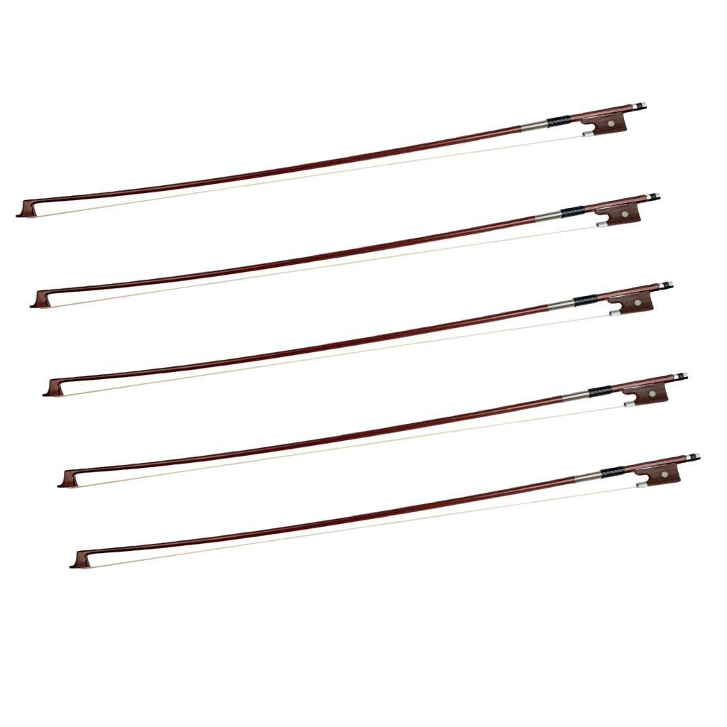 Durable 5Pcs Wooden 4/4 Violin Playing Bow Well Balance Quick Response 29.13inch Brown