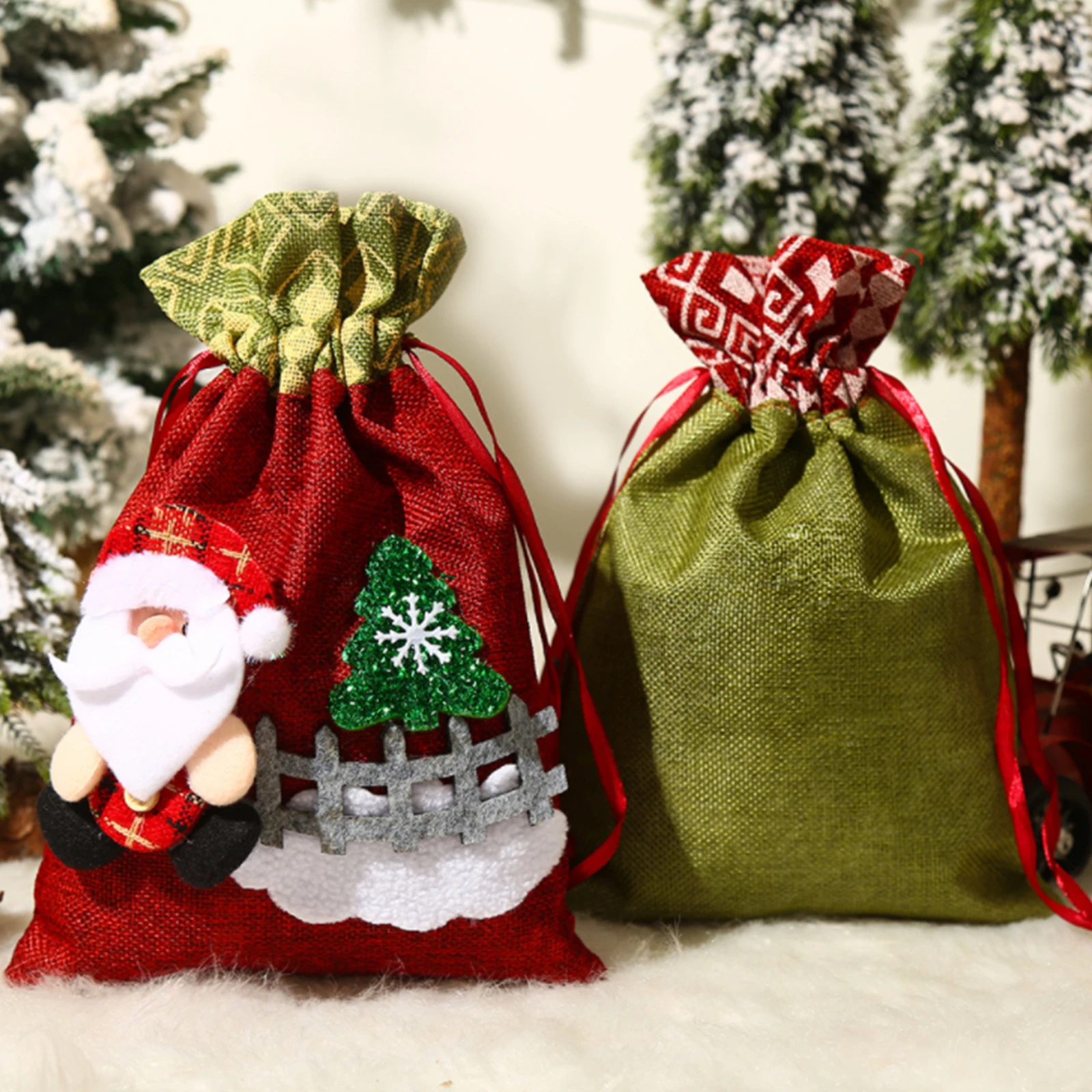 Details about   Xmas Decoration Burlap Christmas Elk Storage Bag Tote Bag Candy Gift Bag r 