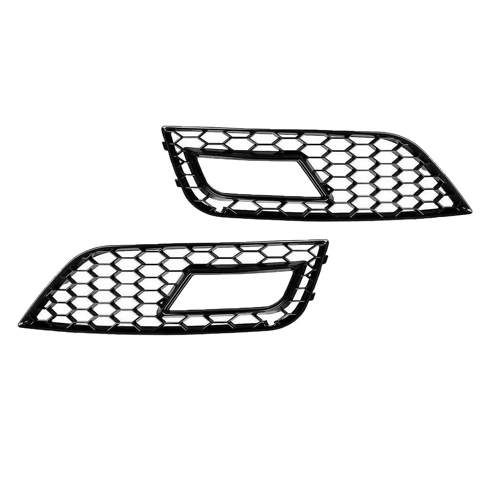  A4 B8.5 2013-2016 2-Piece Glossy Black Front Fog Light Grill, Durable