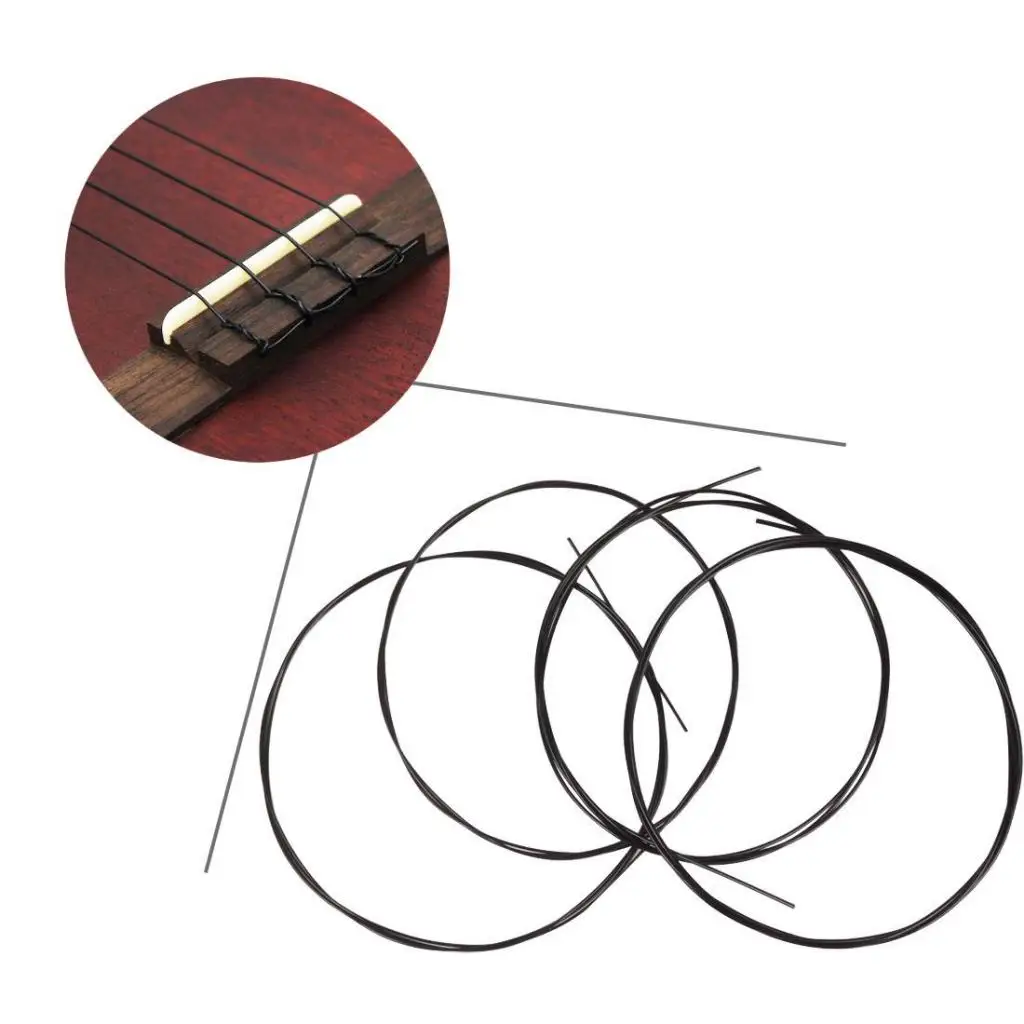 4x Nylon Ukulele Strings Uke 4 Strings Full Set DIY Musical Instrument Parts Supplies Black