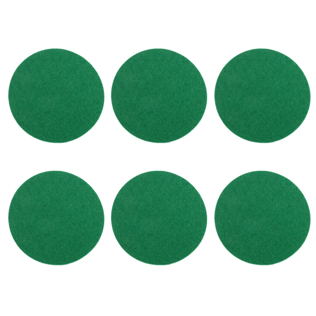 Set of 6 Green Felt Pads Replacement for Air Hockey Table Felt Pusher Mallet - Soft and Smoothly