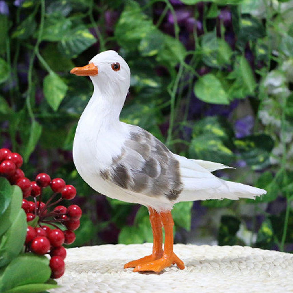 Realistic Feathered Seagull Birds Sculpture for Home, Garden, Beach Seaside,