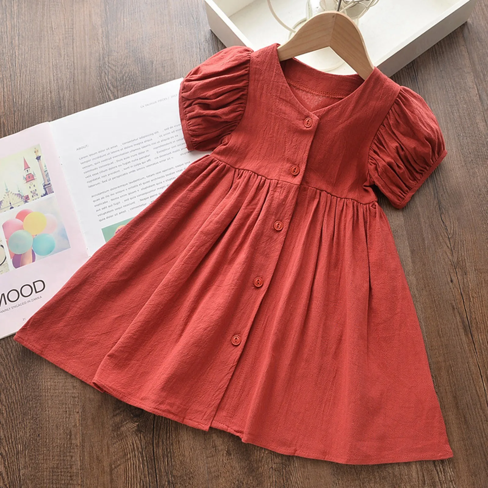 Summer Girls Dress Baby Dress Kids Vestidos Children Clothes Fashion Floral  Print Flying Sleeve Button Lacing Cotton 2-7y - Girls Casual Dresses -  AliExpress