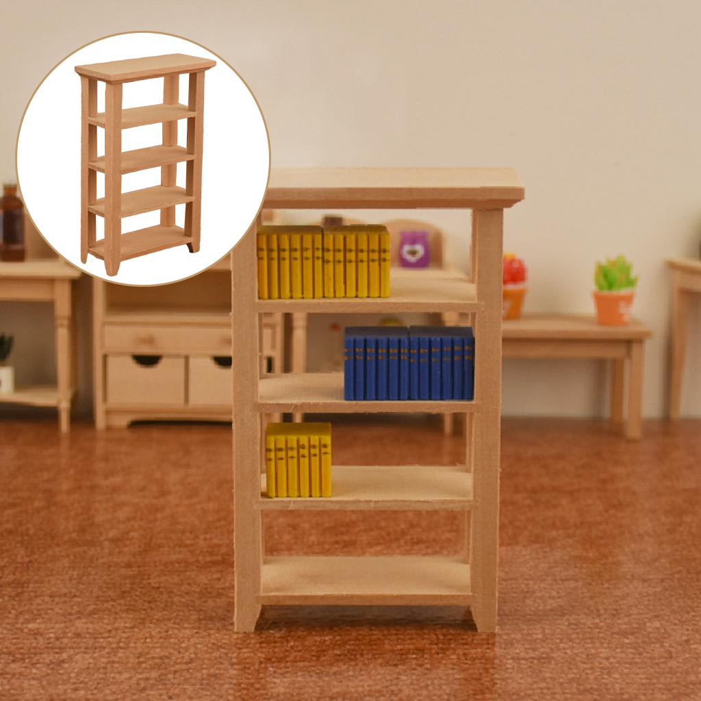 Simulation 1/12 Scale Mini Dollhouse Storage Cabinet Bookcase BJD Tiny Model Living Room Bedroom Decor Props