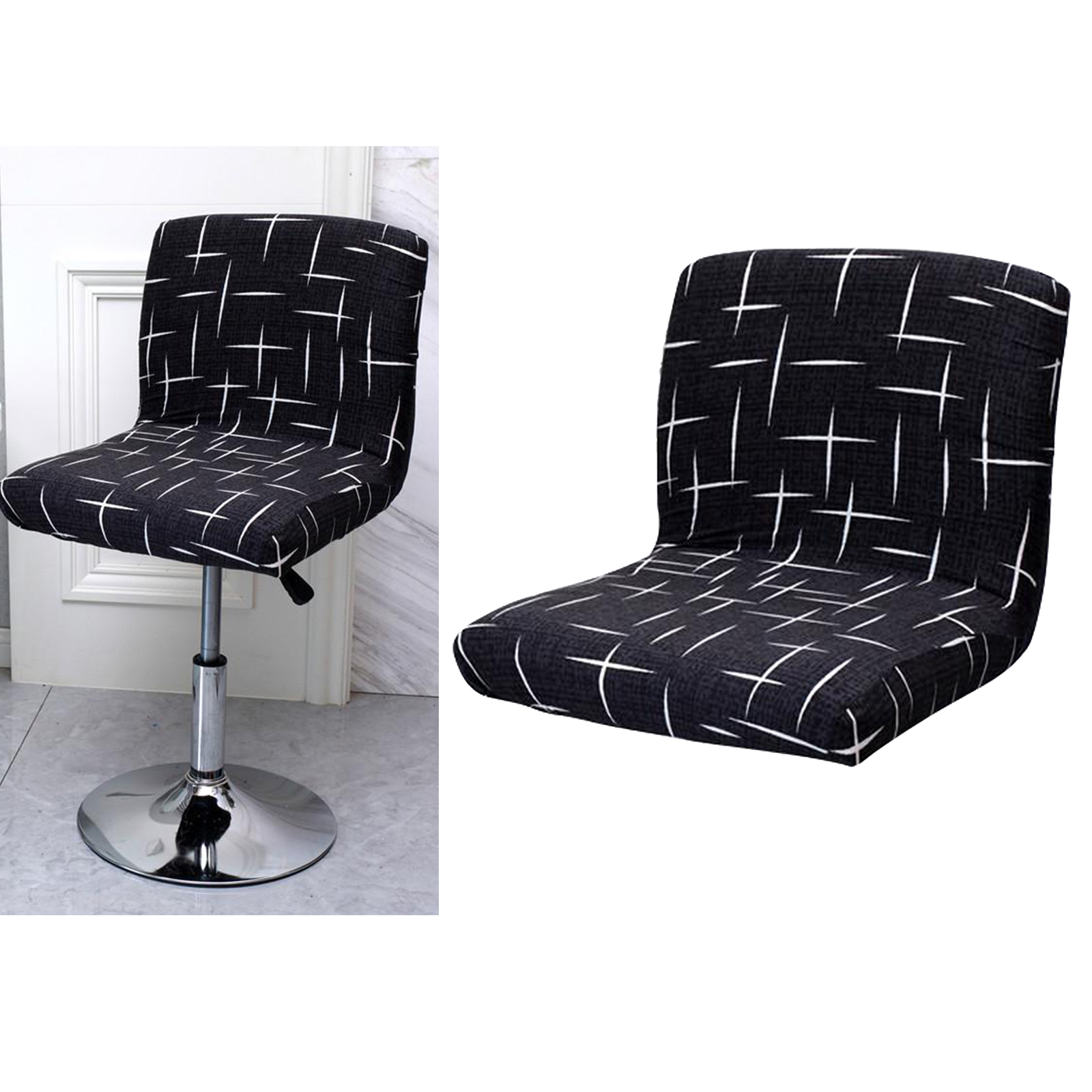 Counter Pub Stretch Stool Chair Slipcover Polyester Height Side Low Back Kitchen Hotel Dining Chair Cover Seat Cover Protector