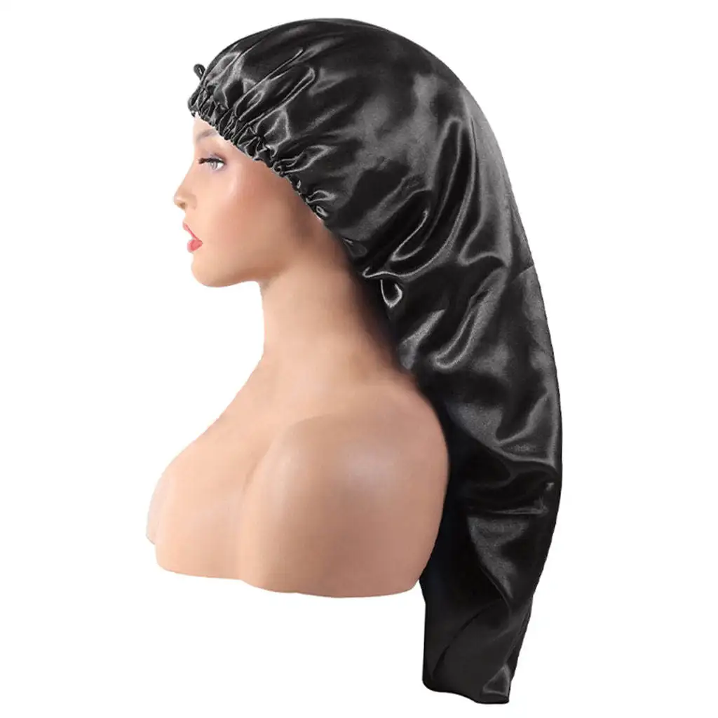 Smooth Sleep Bonnet Caps Elastic Soft Large Sleeping Bonnet for Curly Hair Long Hair