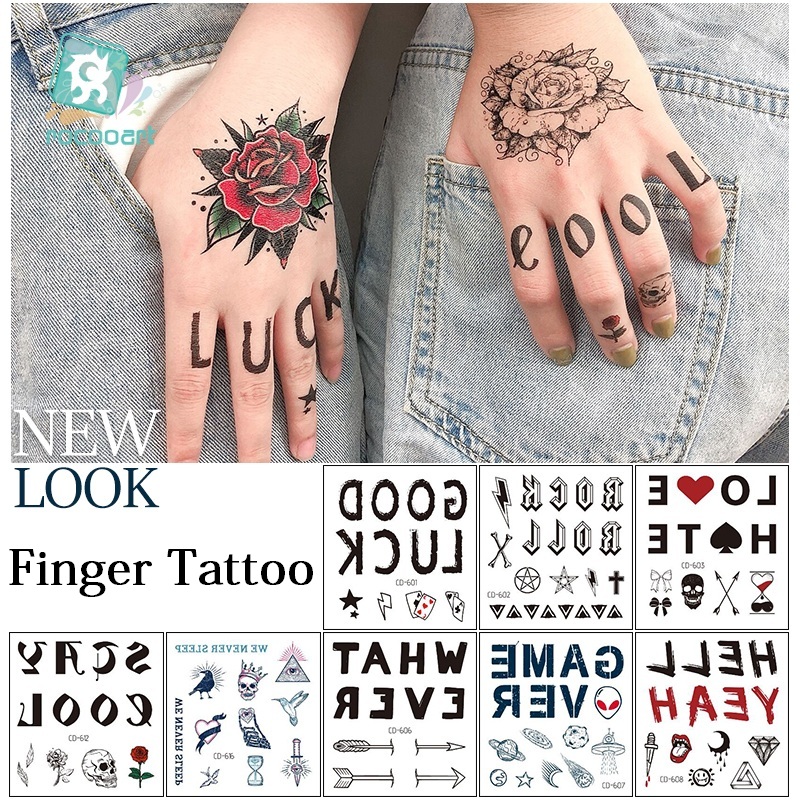 Best of Rocooart Rock Punk Style Tattoo Sticker Flower Letters Finger Tattoos Makeup Party Body Art Temporary Tattoo Stickers Fake Taty Reviews & Tips