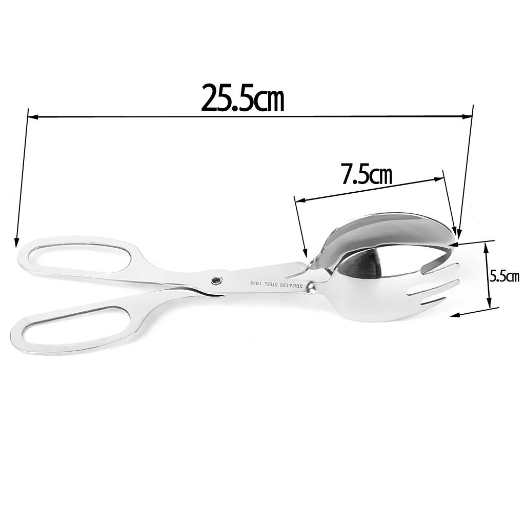 Stainless Steel Salad Tongs Restaurant Kitchen Serving Spoon Fork