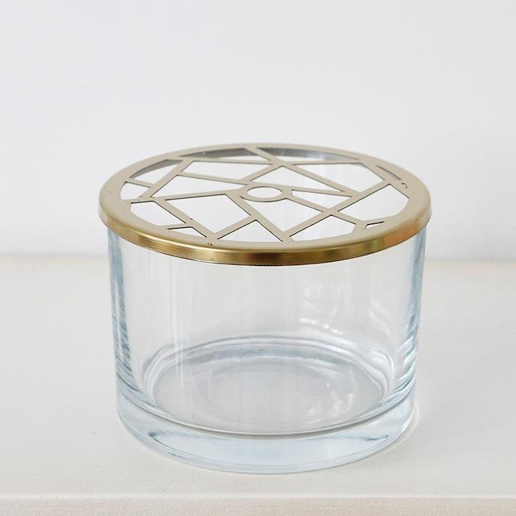 Clear Glass Flower Vase Floral Arrangement Garden Vases with Irregular Lid