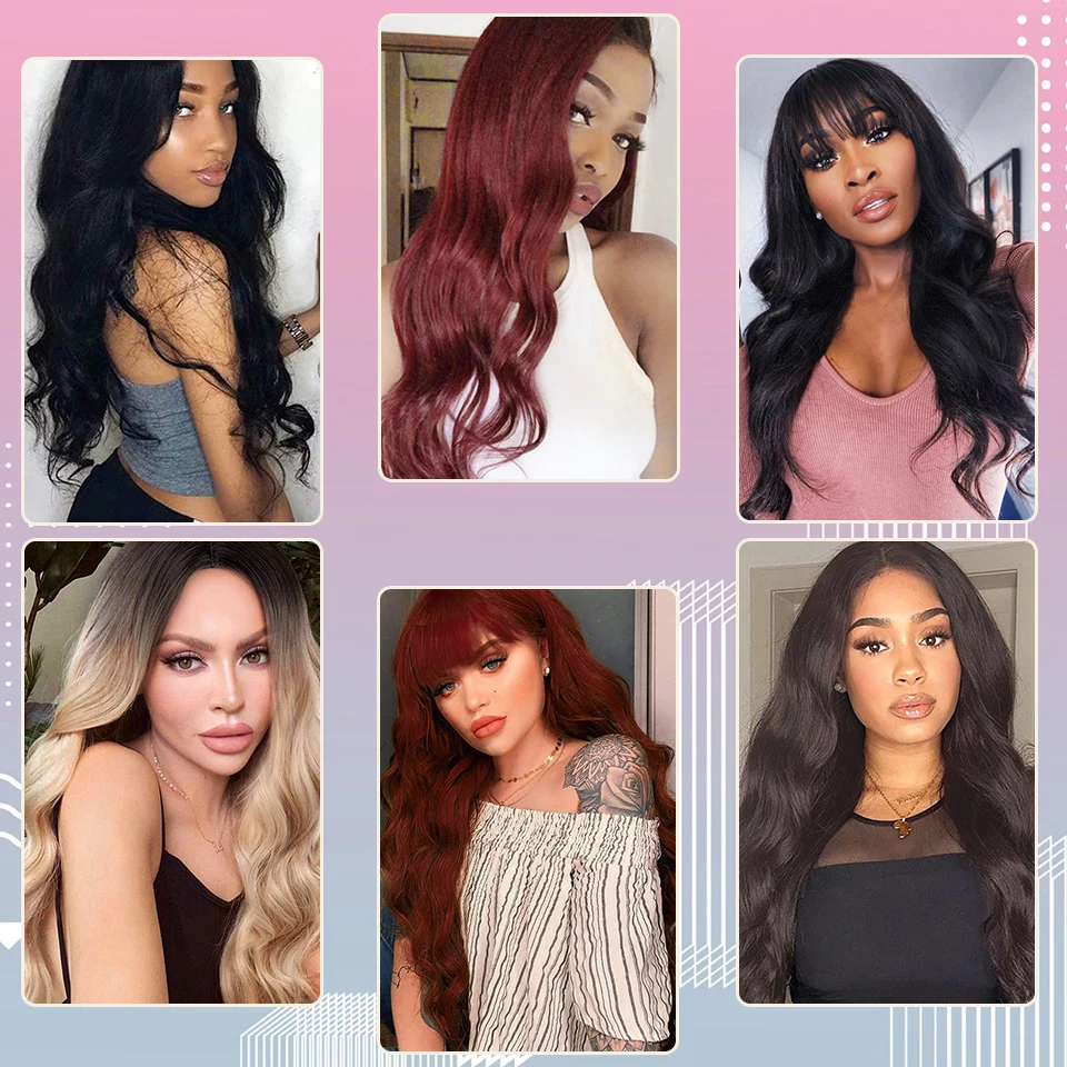 I's a wig Long Body Wave Black Wig Synthetic Wigs for Black Women Middle Part Brown Red Pink Purple Blonde Orange Cosplay Hairs