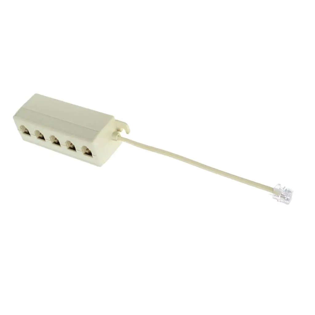 Telephone Splitter, RJ11 6P4C 1 Male - 5 Way Telephones Plug Line Separator for Landline - White