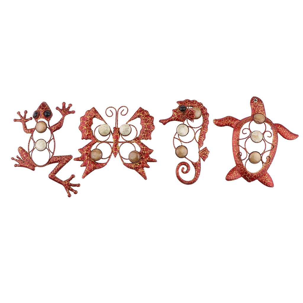 4x Vintage Metal Gecko,Butterfly, Sea Horse,Tortoise Backyard 