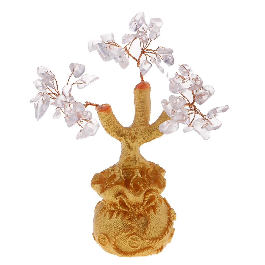 Feng Shui Crystal Money Wealth Tree Yellow Citrine Amethyst Gem Spiritual Lucky