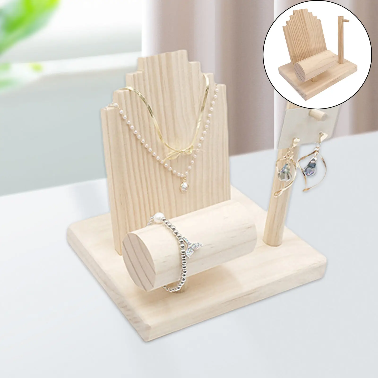 Solid Wood Jewelry Display Stand Home Decor Organization Holder Rack for Necklace Home Earrings Daughter Mom Gifts