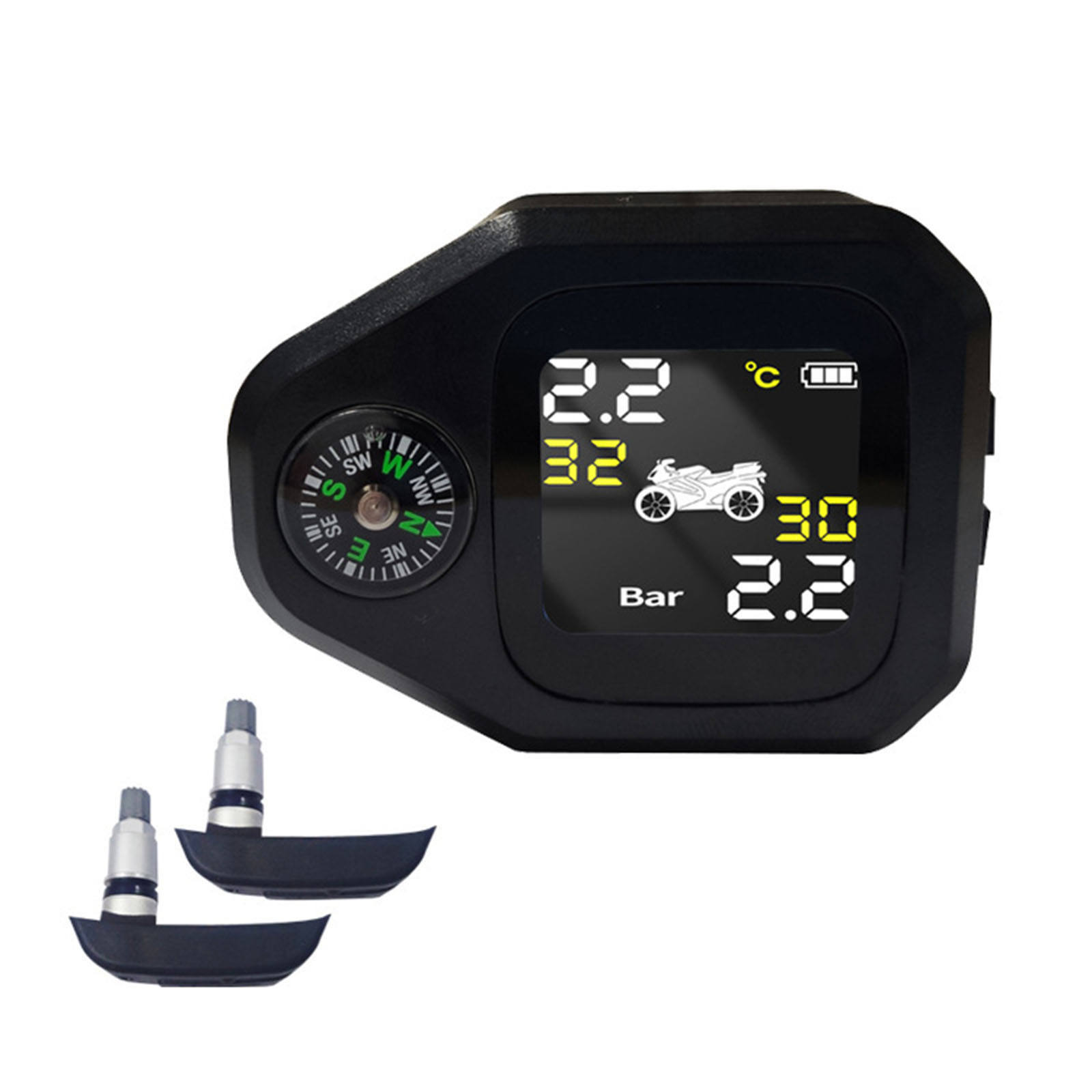 Real Time TPMS Motor Smart Tire Pressure Monitoring System Simple Installation and Setup for Motorcycle Riding Bicycle