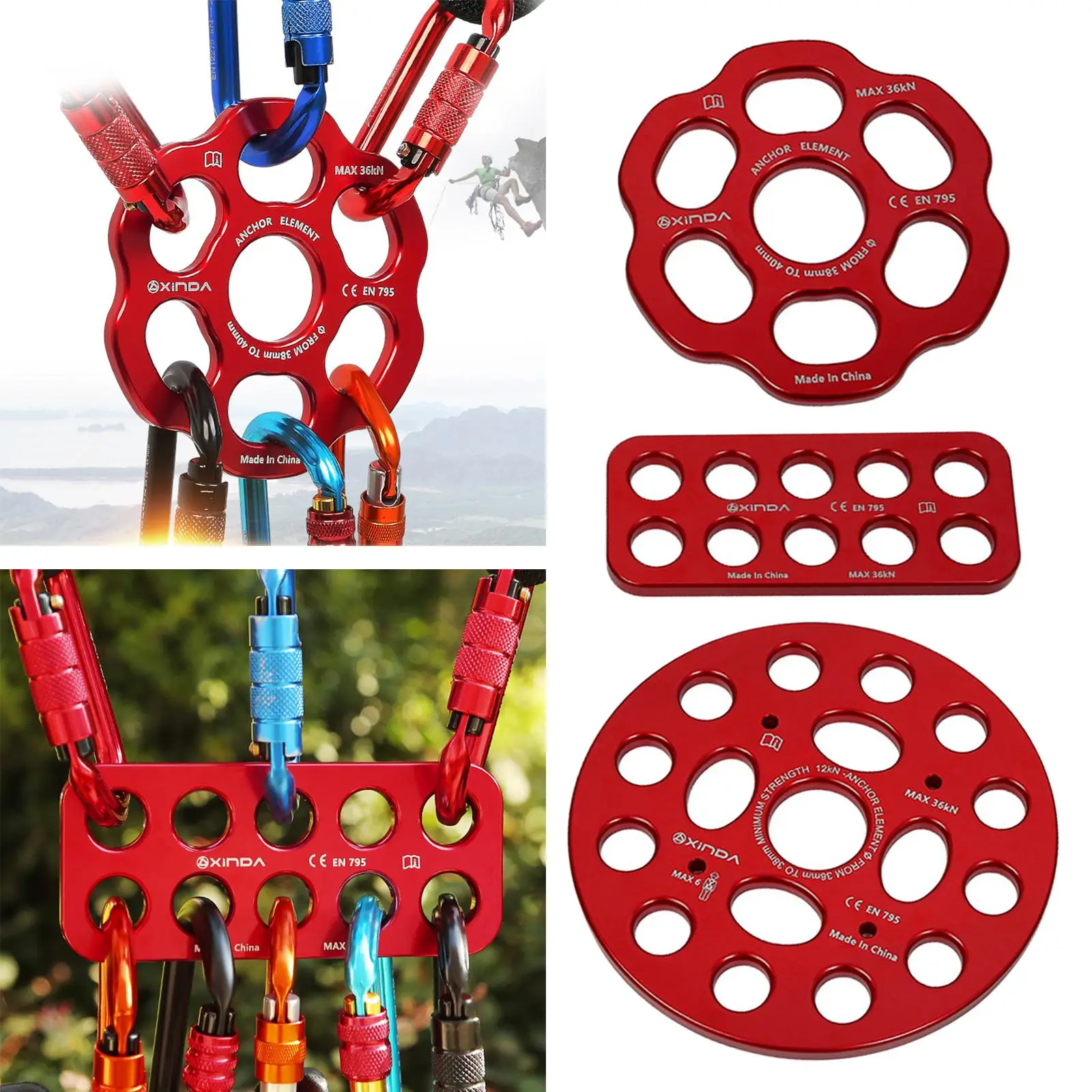Holes Climbing Rigging Plate Aluminium Alloy Paw Rigging Plate 36kN Anchor Divider Plate Outdoor Anchor Point Connector Gear