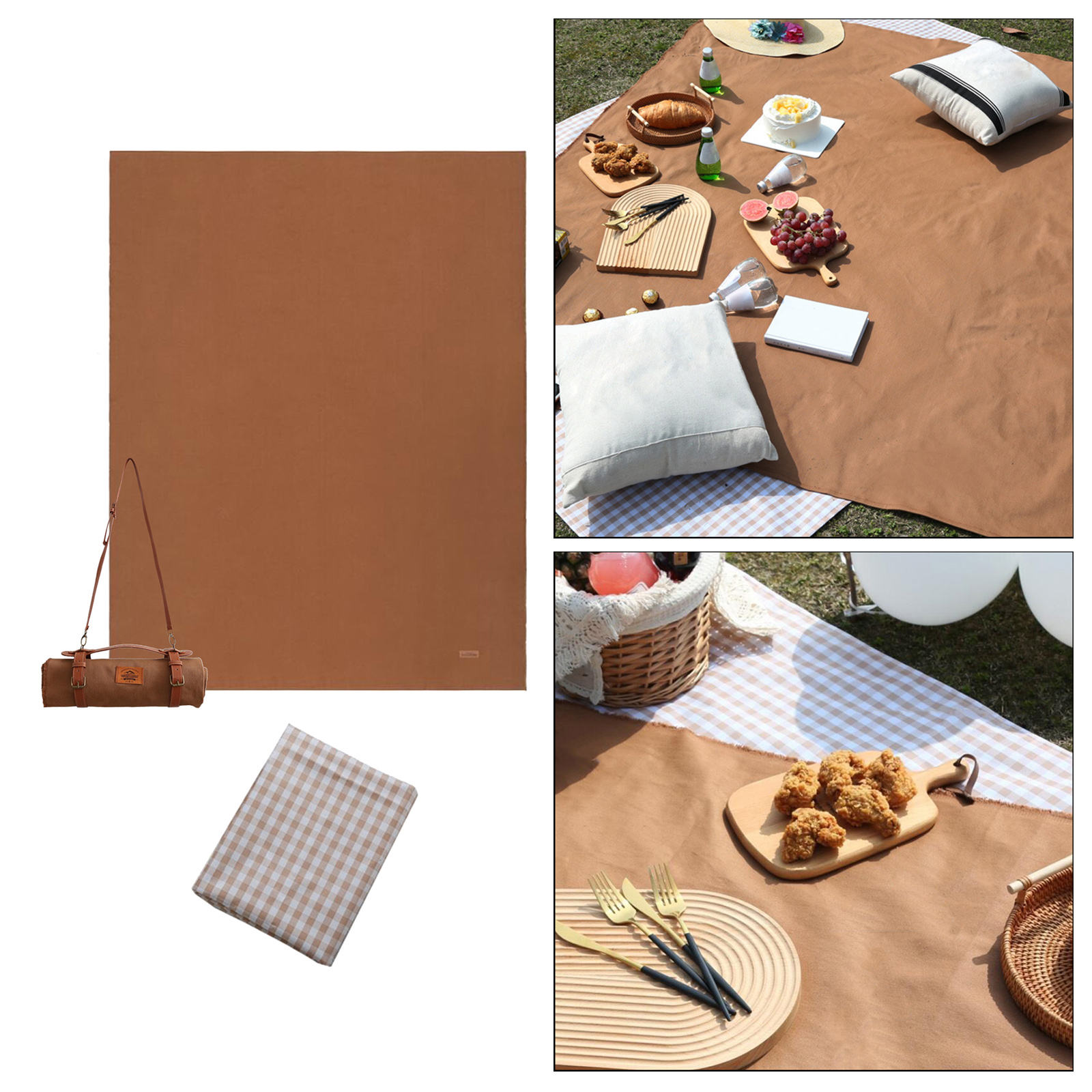 Picnic Blanket Portable Canvas Picnic Mat Ultralight Outdoor Camping Blanket Hiking Beach Blanket Mat Travel Mat