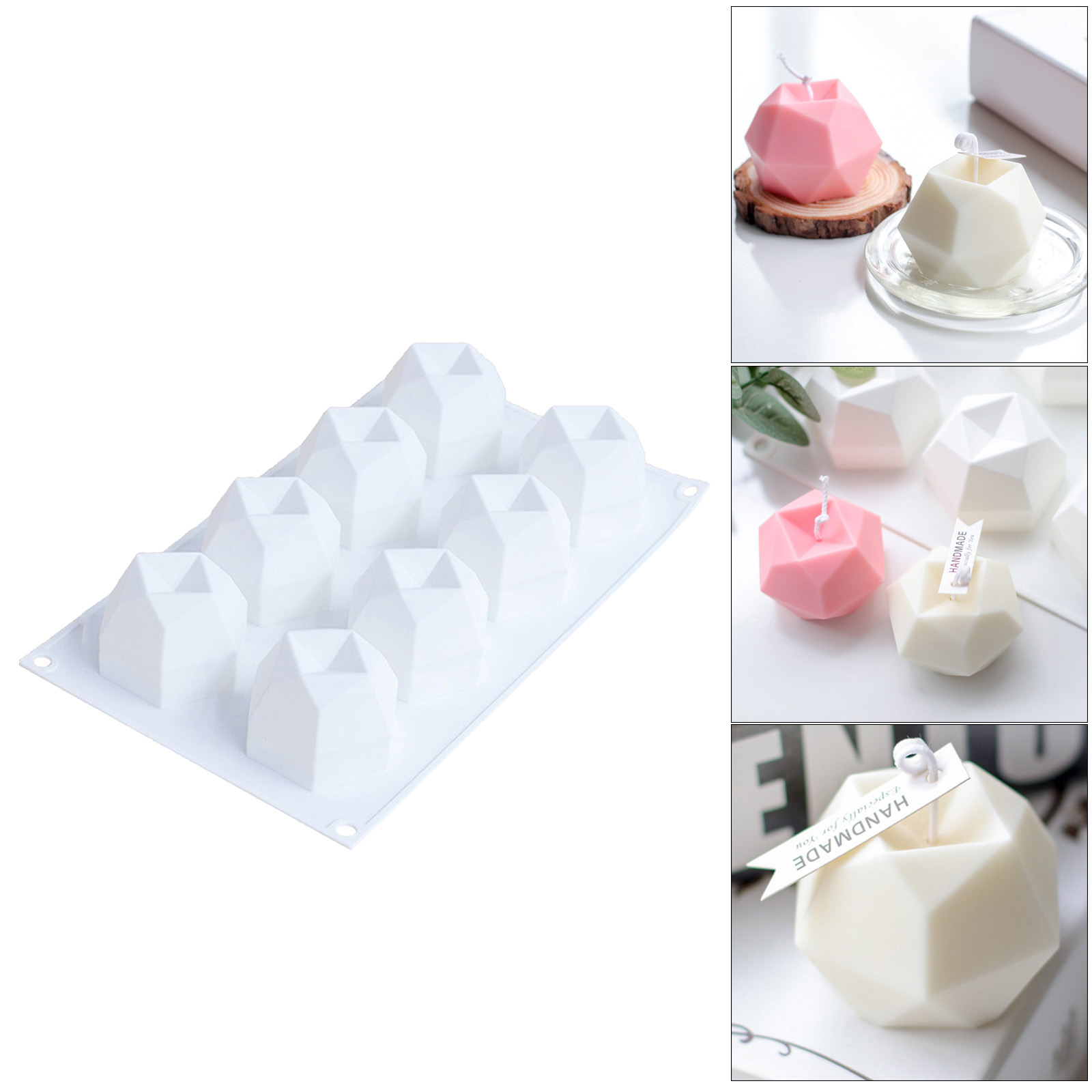 Silicone Diamond Cube Silicone Molds DIY Candle Making Mold 3D Silicone Soy Wax Candle DIY Crafting Mold Handmade Soap Moulds