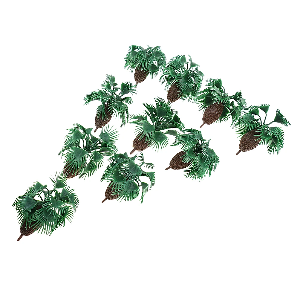 10x Plastic Palm Tree Model Train Railway Scenery Miniature Scene Prop 6cm