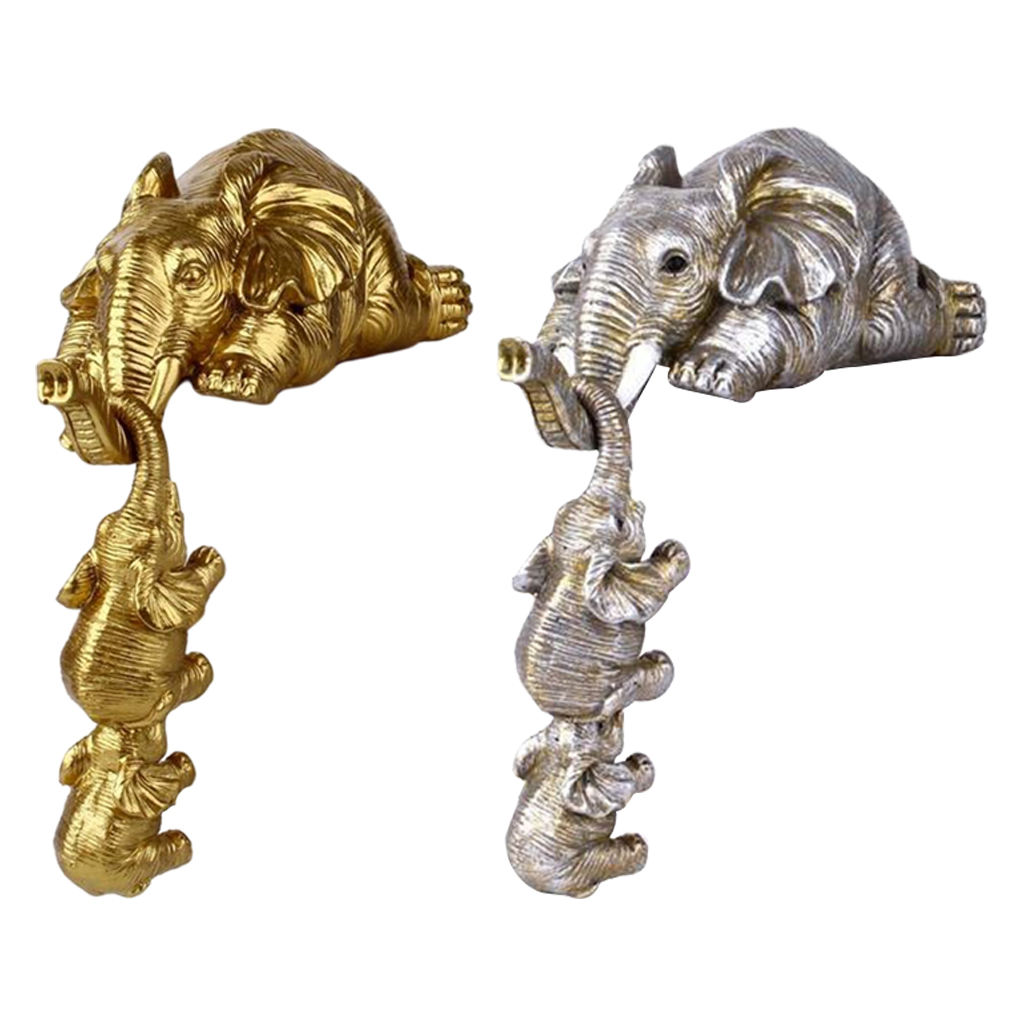 Cute Elephant Family Elephant Figurine Collectible Creative Decorative Animal Statue Tabletop Sculpture Shelf Decor