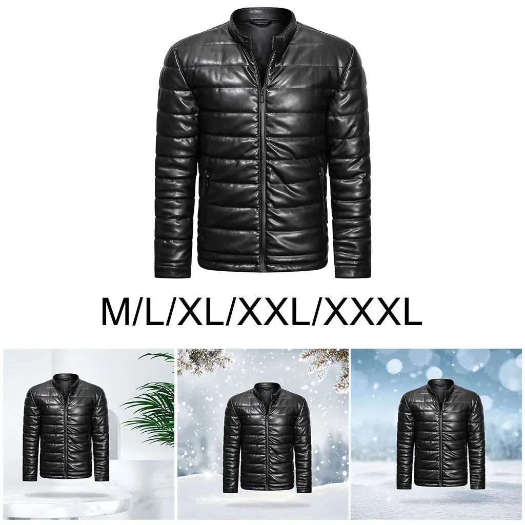 Men Down Coat Windproof Casual Slim Bomber Jacket for Hunting Hiking Black