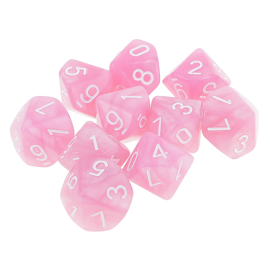 10pcs 10 Sided Dice D10 Polyhedral Dice For  Game New