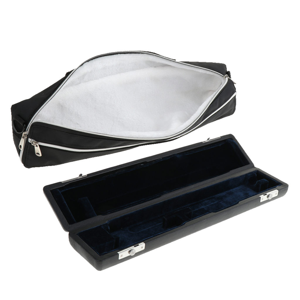 17 Hole Flute Wooden Carry Padded Case Box with Storage Gig Bag Handbag Cover Black
