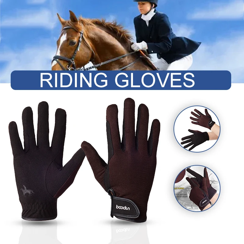 1 Pair Professional Horse Riding Gloves for Men Women Wear-Resistant Antiskid Equestrian Horse Racing Gloves Equipment 