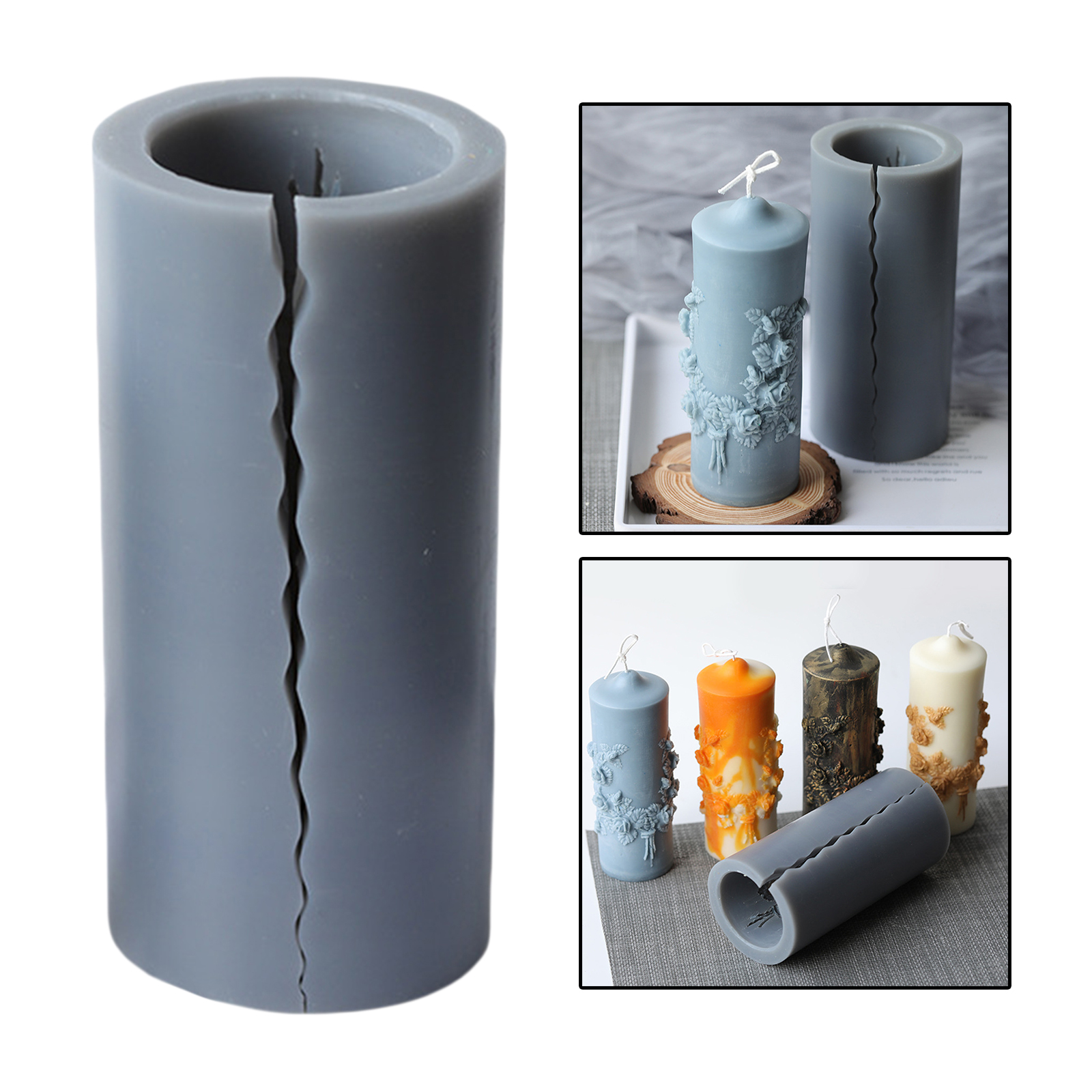 Candle Molds,Cylinder Shape Rose Flower Carved Silicone Candle Molds for Making DIY Wedding Art Candles,Bath Bomb, Soap