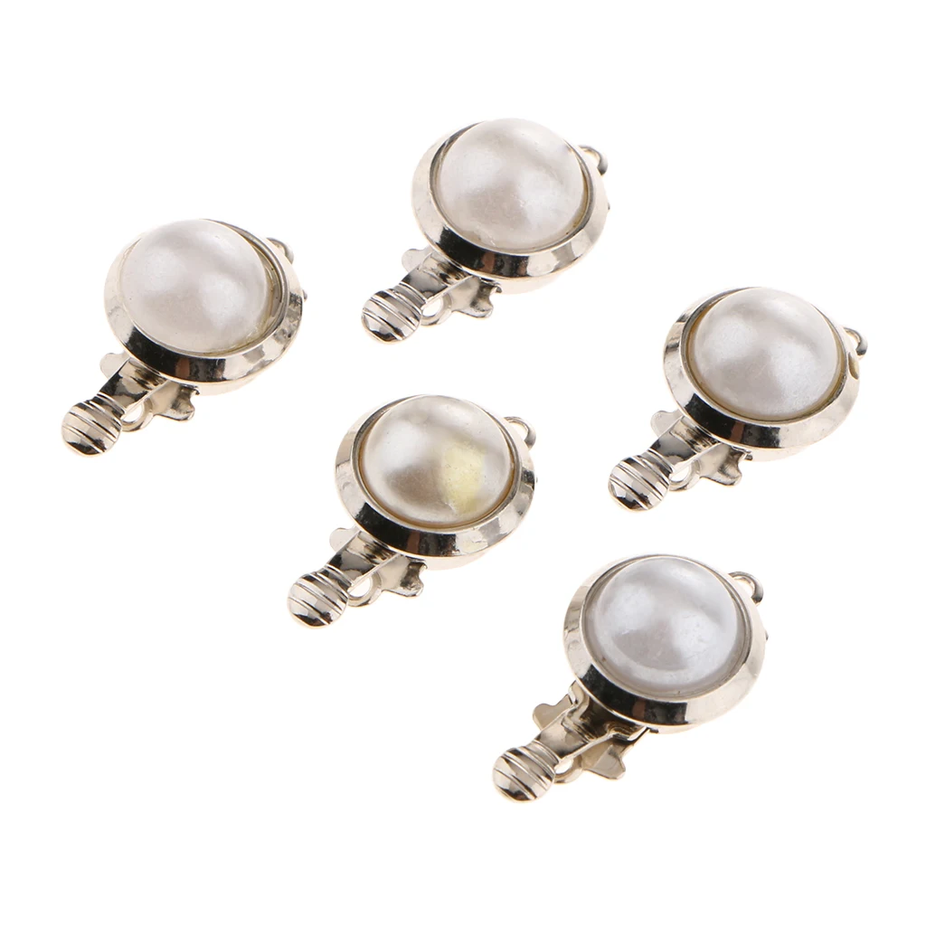 5 Pieces Round Locket with Imitation Pearl Clasp Connector DIY Jewelry Making Craft Bracelet End Clasps