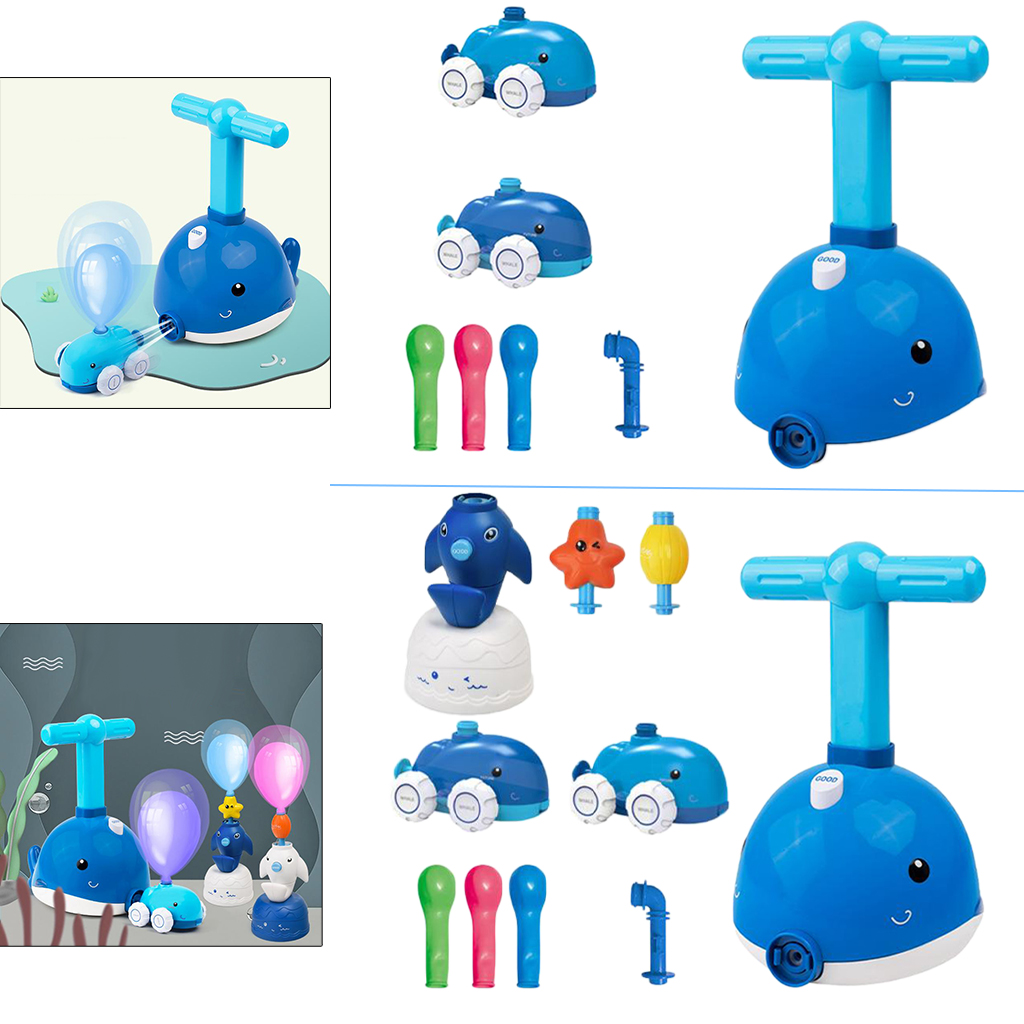 Balloon Pump Car for Kids, Balloon Powered Car Educational Science Dolphin Launcher Set